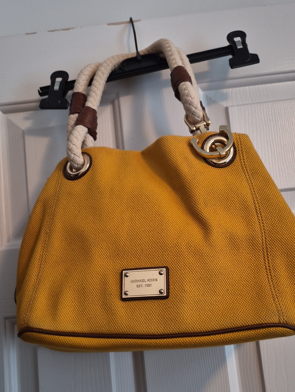 Michael Kors Marina Large Canvas Tote Yellow & Brown